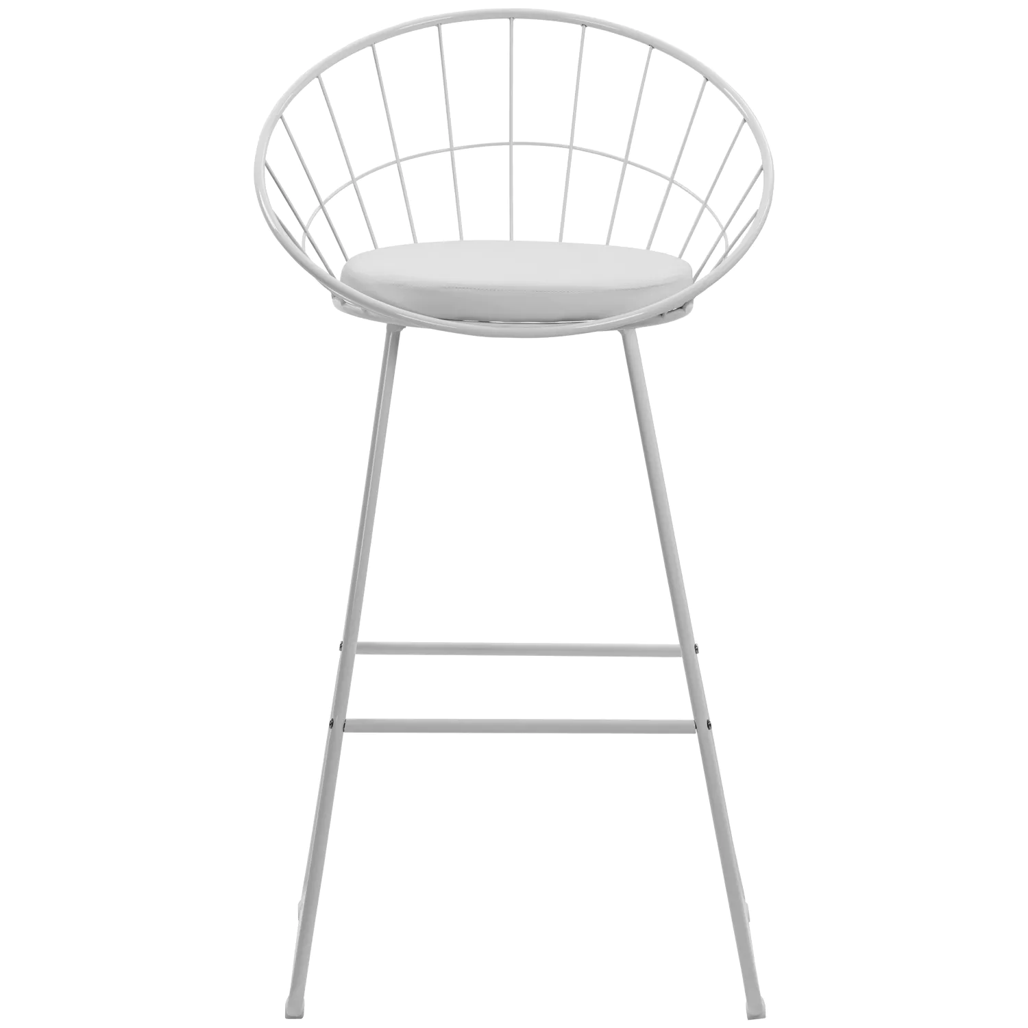 Lot de 2 tabourets de bar 75cm en métal blanc et coussin blanc ALEX