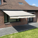 SAULE luifel 3,5 × 3m met half luifel - Beige doek en grijze structuur