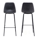 Lot de 2 tabourets de bar vintage LUCIEN gris foncé - Hauteur d'assise 75cm