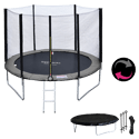 Pacote Premium Trampolim 305cm reversível cinza / rosa ADELAÏDE + rede, escada, cobertura e kit de ancoragem