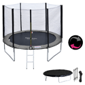 Pack Premium Trampoline 305cm réversible gris / rose ADELAÏDE + filet, échelle, bâche et kit d'ancrage