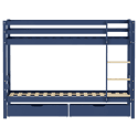 Kinderstapelbed 190x90cm donkerblauw met laden