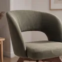 Lot de 2 cadeiras em madeira escura e tecido bouclé verde kaki