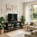 Mueble TV en metal 120cm negro