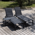 Set van 2 BARBADOS ligstoelen en bijzettafel van zwart textilene - aluminium antracietgrijs
