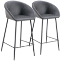 Lot de 2 tabourets de bar en simili gris foncé ACHILLE