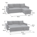 Canapé d'angle convertible CLARK 3 places gris