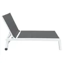 Set bain de soleil et table d'appoint en textilène gris - aluminium blanc