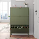 Meuble à chaussures 3 portes en métal vert kaki MARION