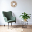 Fauteuil in kaki groene lusstof EIRA