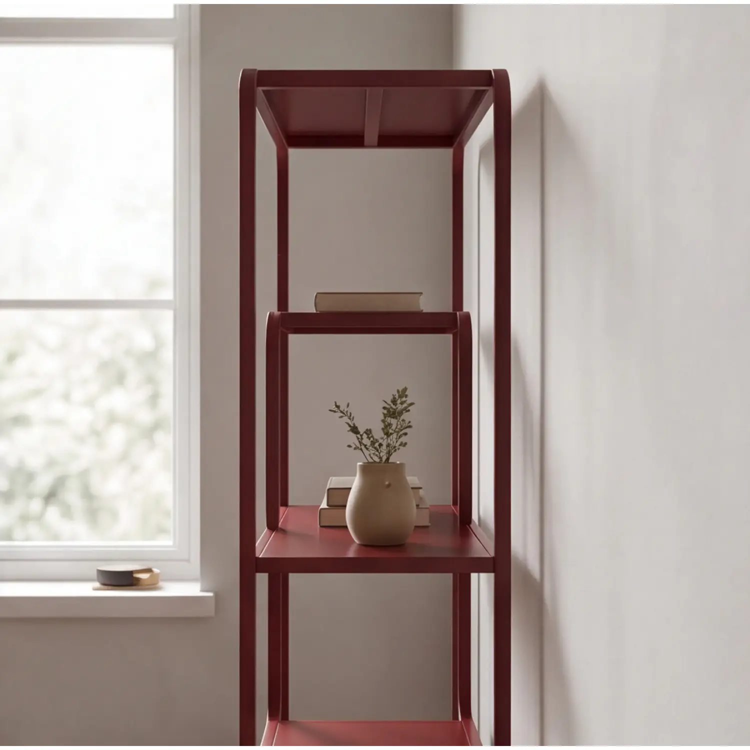 Console design en métal rouge carmin