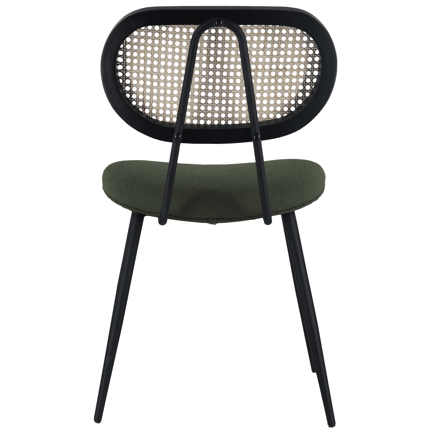 Set van 2 kaki groene riet en lus stoelen ELENA