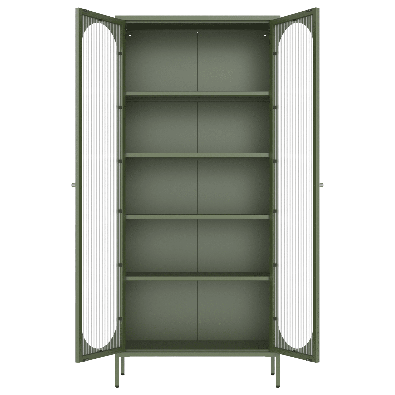 Armoire en métal vert kaki et verre 180cm YASMINE