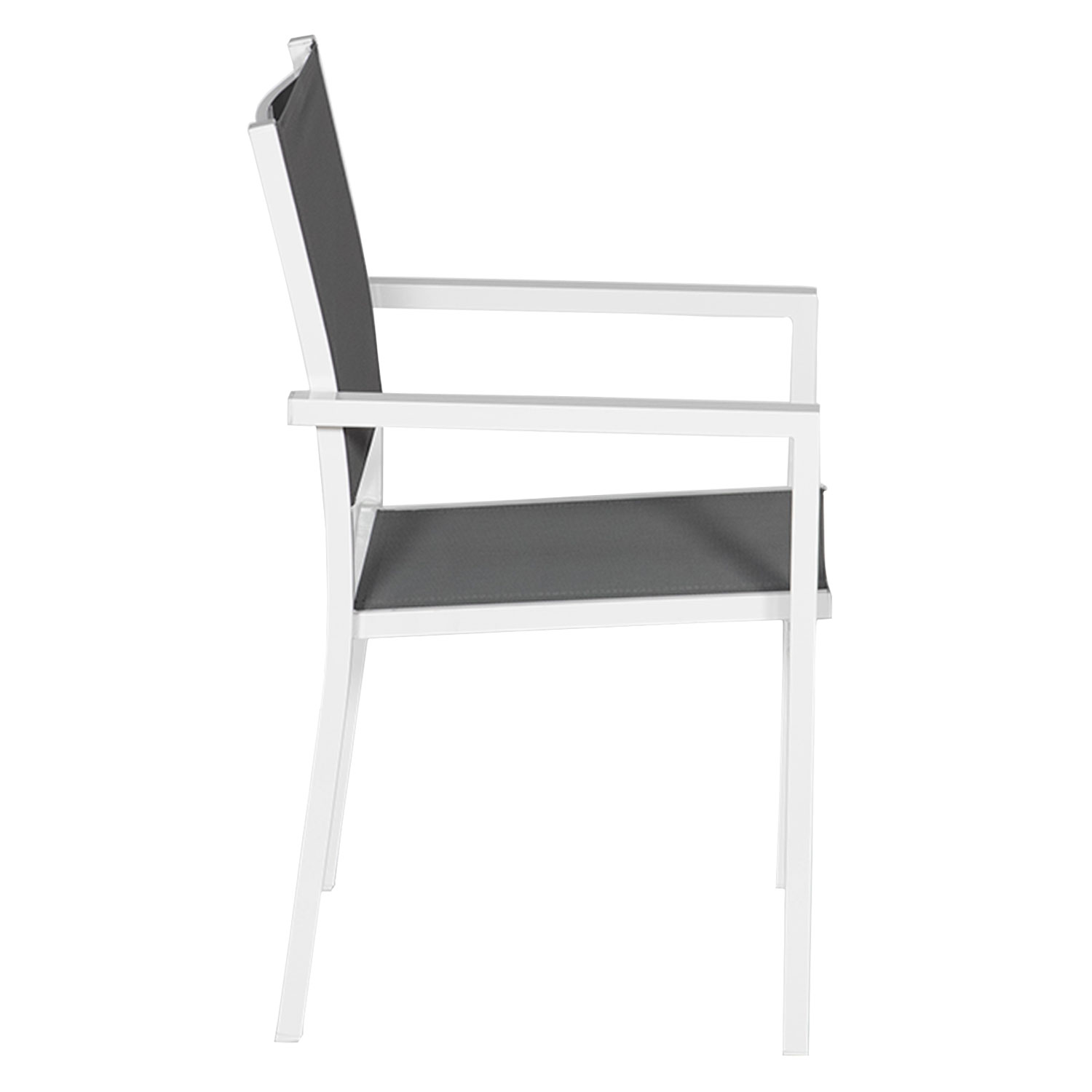 Satz von 4 Stühlen aus weißem Aluminium - graues Textilene