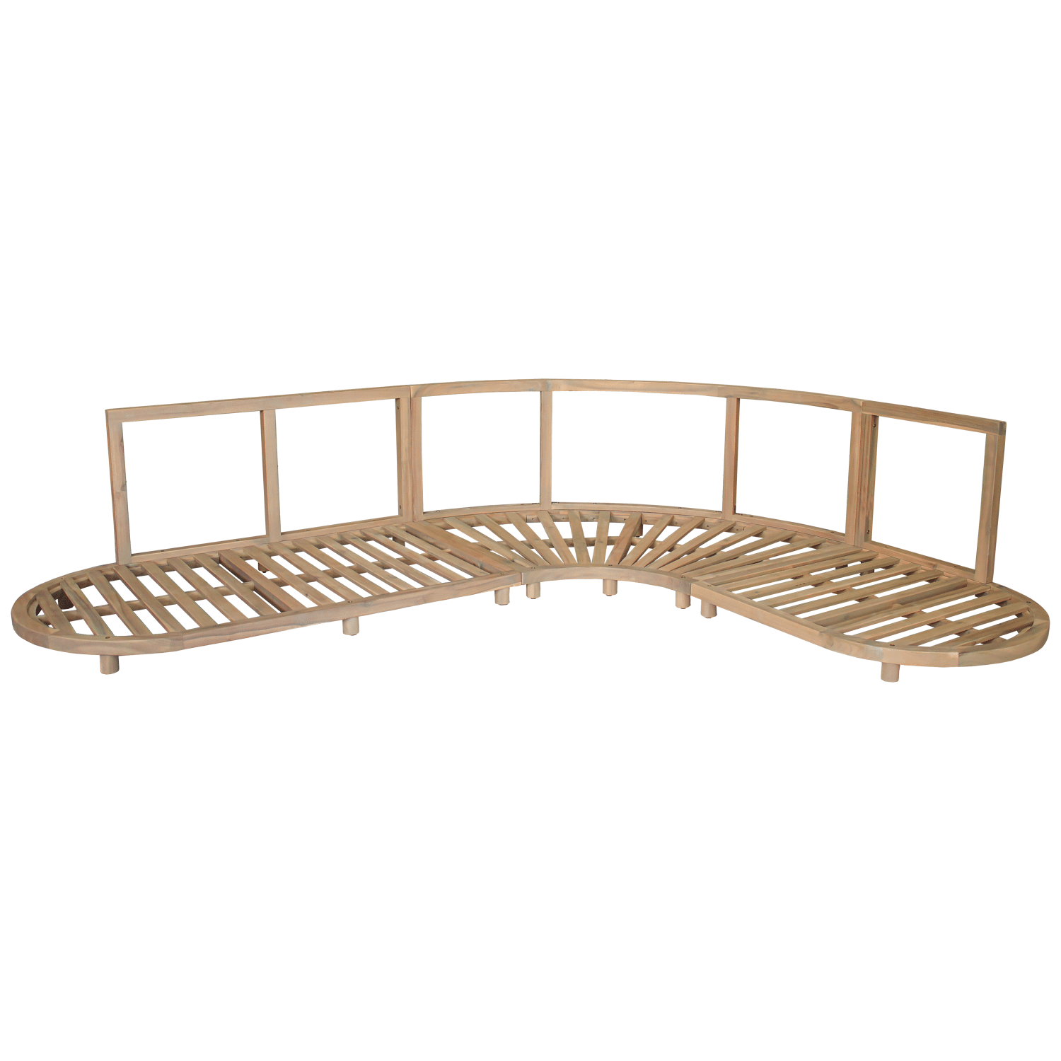 Salon de jardin 5 places en acacia et coussins beige LAGOA