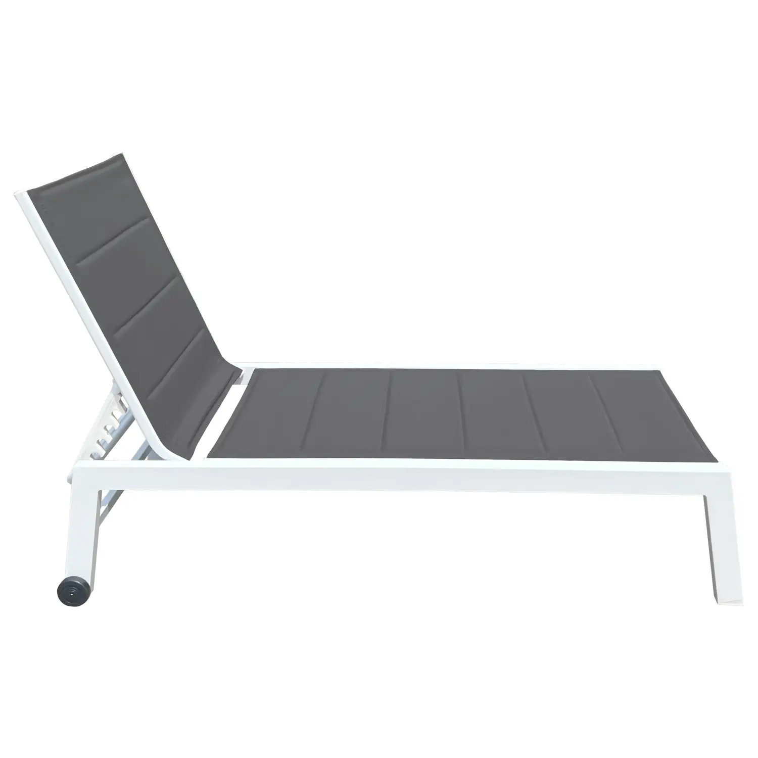 Lot de 2 bains de soleil en textilène gris - aluminium blanc