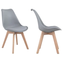 Set van 4 grijze NORA Scandinavische stoelen met kussen