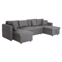 Panorama-Sofa, ausziehbar, Kunstleder, SCOTT, 4-Sitzer, grau