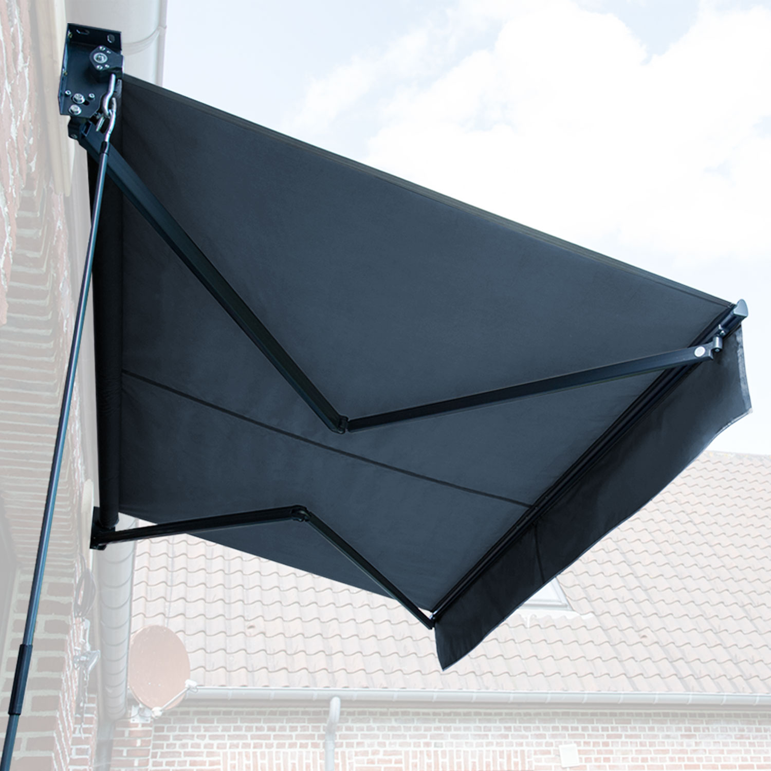 Toldo SAULE 3,95 × 3m - Tecido antracite e estrutura cinzenta