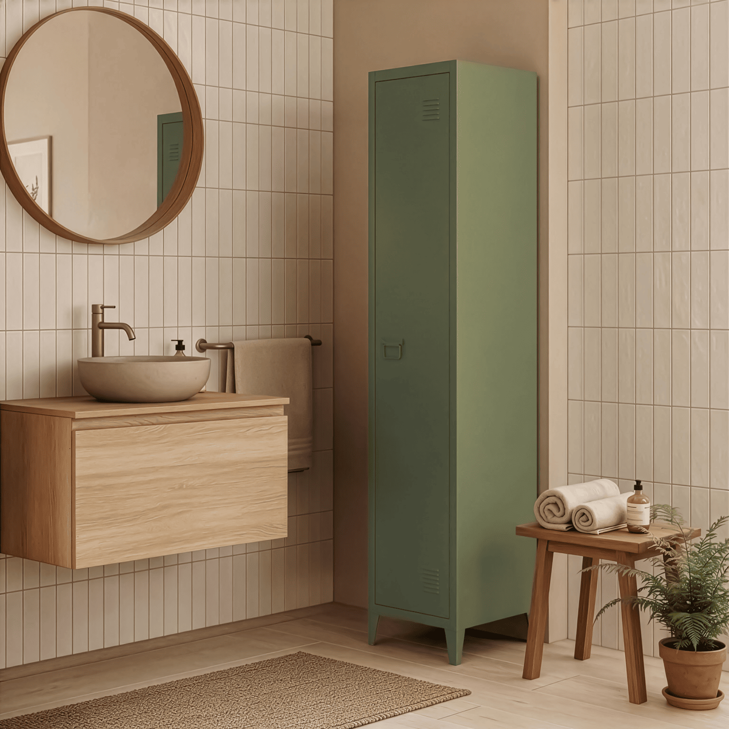 Armoire en métal 1 porte vert kaki