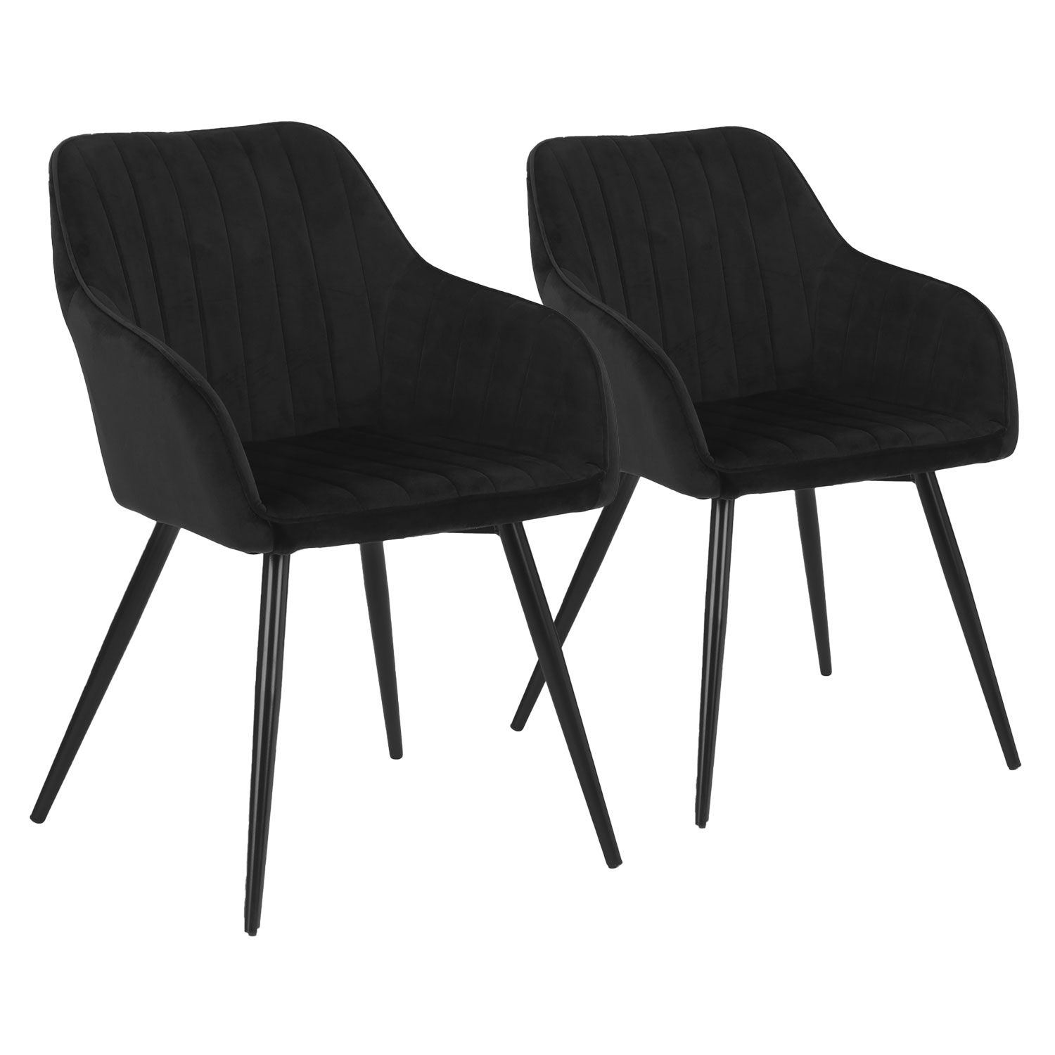 Set van 2 zwarte BERTILLE fluwelen stoelen