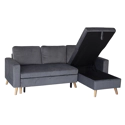 Eck-Couchgarnitur JAMES 3-Sitzer in grauem Velours