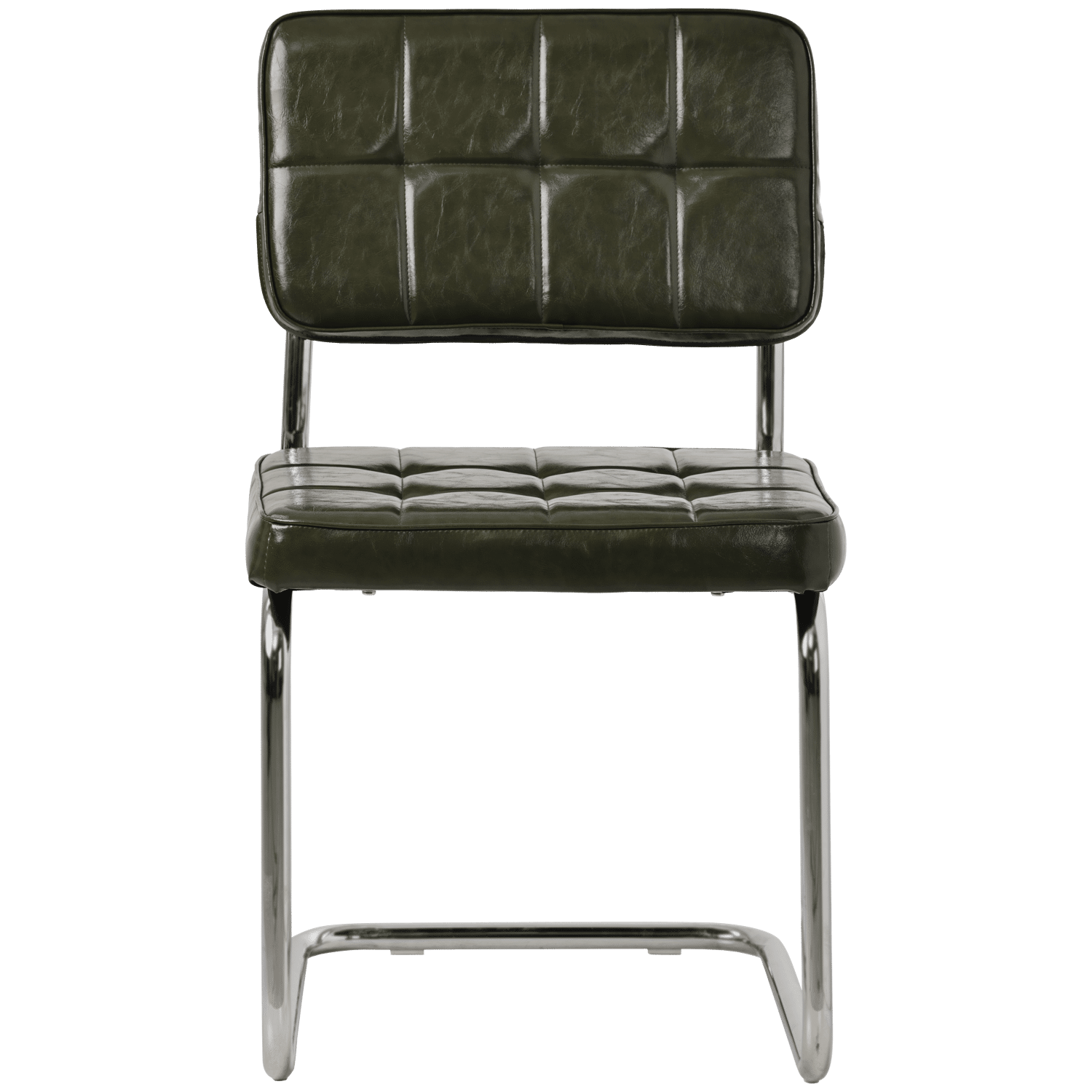 Lot de 2 chaises cantilever en simili vert kaki MARIA