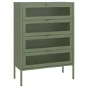 Meuble à chaussures 4 portes en métal vert kaki EMMA