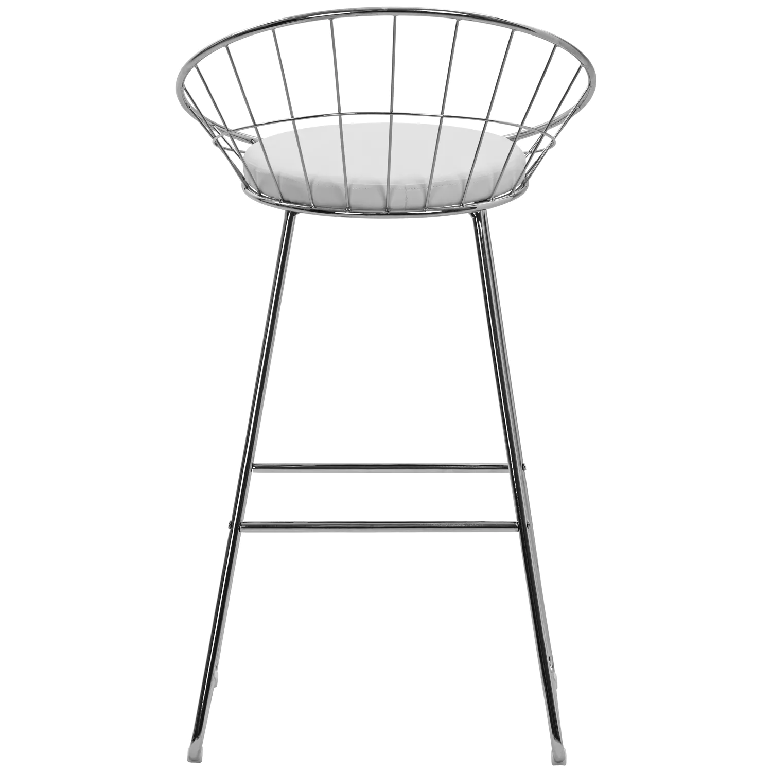 Lot de 2 tabourets de bar 75cm en métal chromé et coussin blanc ALEX