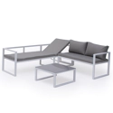 Conjunto de mobiliário modular de jardim IBIZA em tecido cinzento 4 lugares - alumínio branco