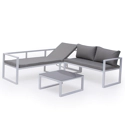 Salon de jardin modulable IBIZA en tissu gris 4 places - aluminium blanc