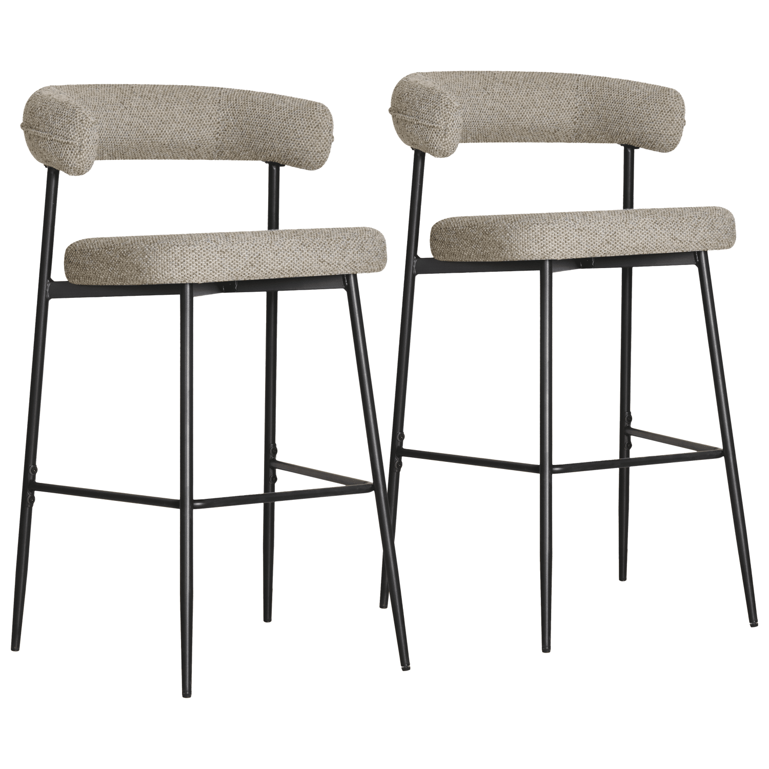 Lot de 2 tabourets de bar en tissu vert chiné THEA