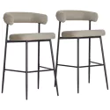 Lot de 2 tabourets de bar en tissu vert chiné THEA