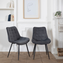 Set van 2 grijze LOUISE fluwelen stoelen