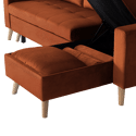 Eck-Couchgarnitur JAMES 3-Sitzer in Velours Terracotta