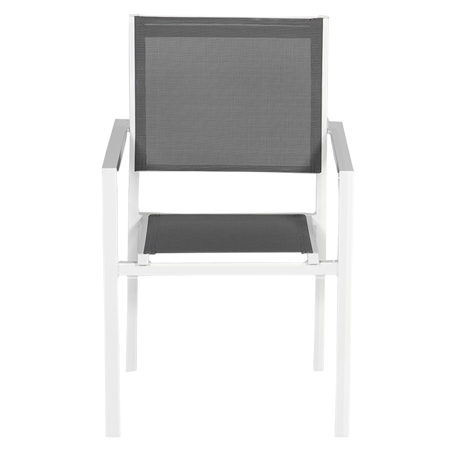 10er-Set Stühle aus weißem Aluminium - graues Textilene