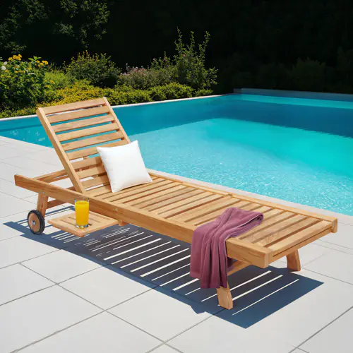 Bain de soleil pliant en teck