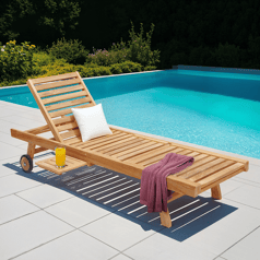 Bain de soleil pliant en teck