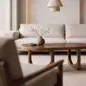 Mesa de centro em madeira maciça de manga tingida escura 120cm