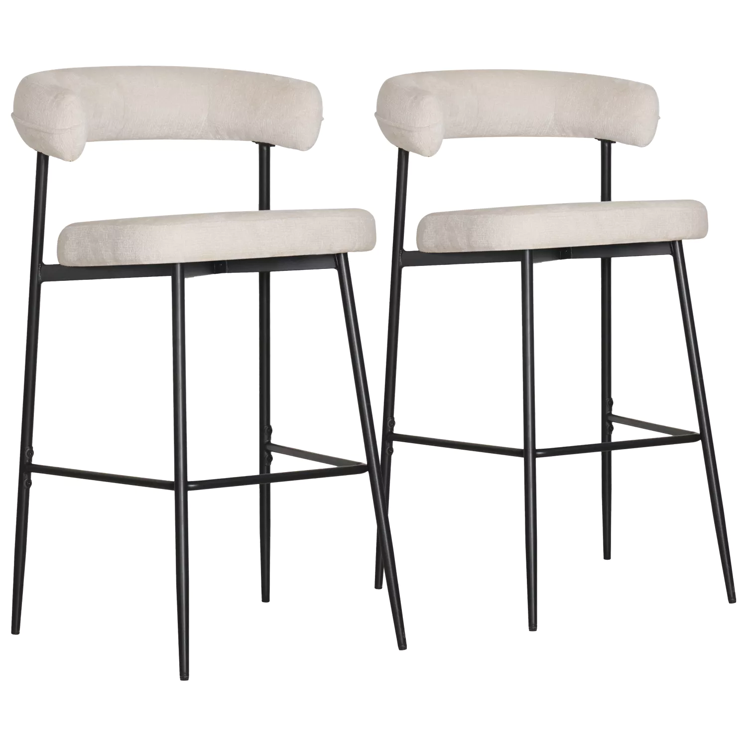 Lot de 2 tabourets de bar en tissu beige THEA