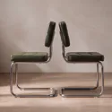 Lot de 2 chaises cantilever en simili vert kaki