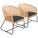 Set di 2 poltrone in rattan sintetico con cuscini RINA