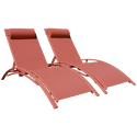 Set di 2 sedie a sdraio GALAPAGOS in textilene terracotta - alluminio terracotta