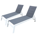 Lot de 2 bains de soleil BARBADOS en textilène gris - aluminium blanc