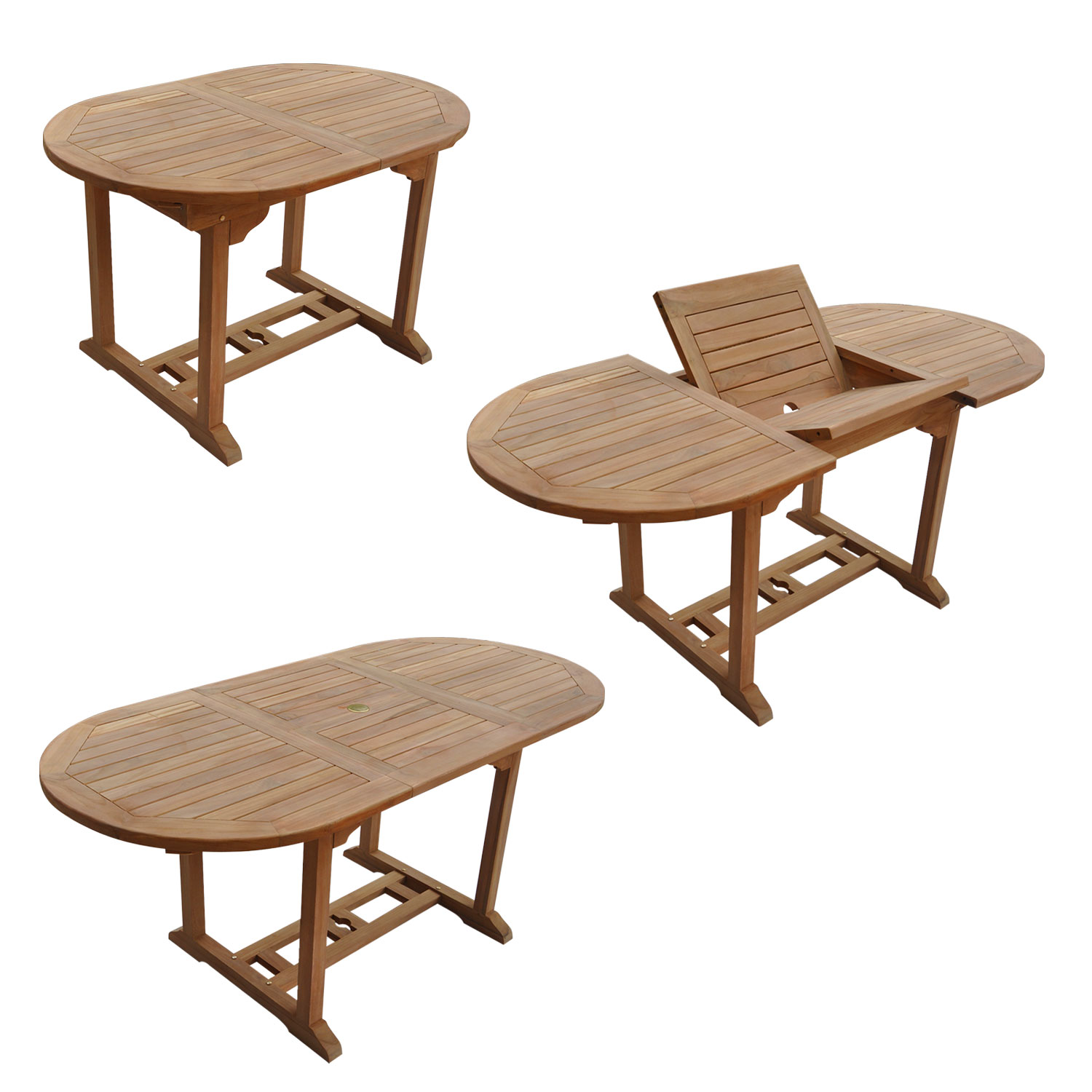 Salon de jardin en teck LOMBOK - table ovale extensible - 6 places