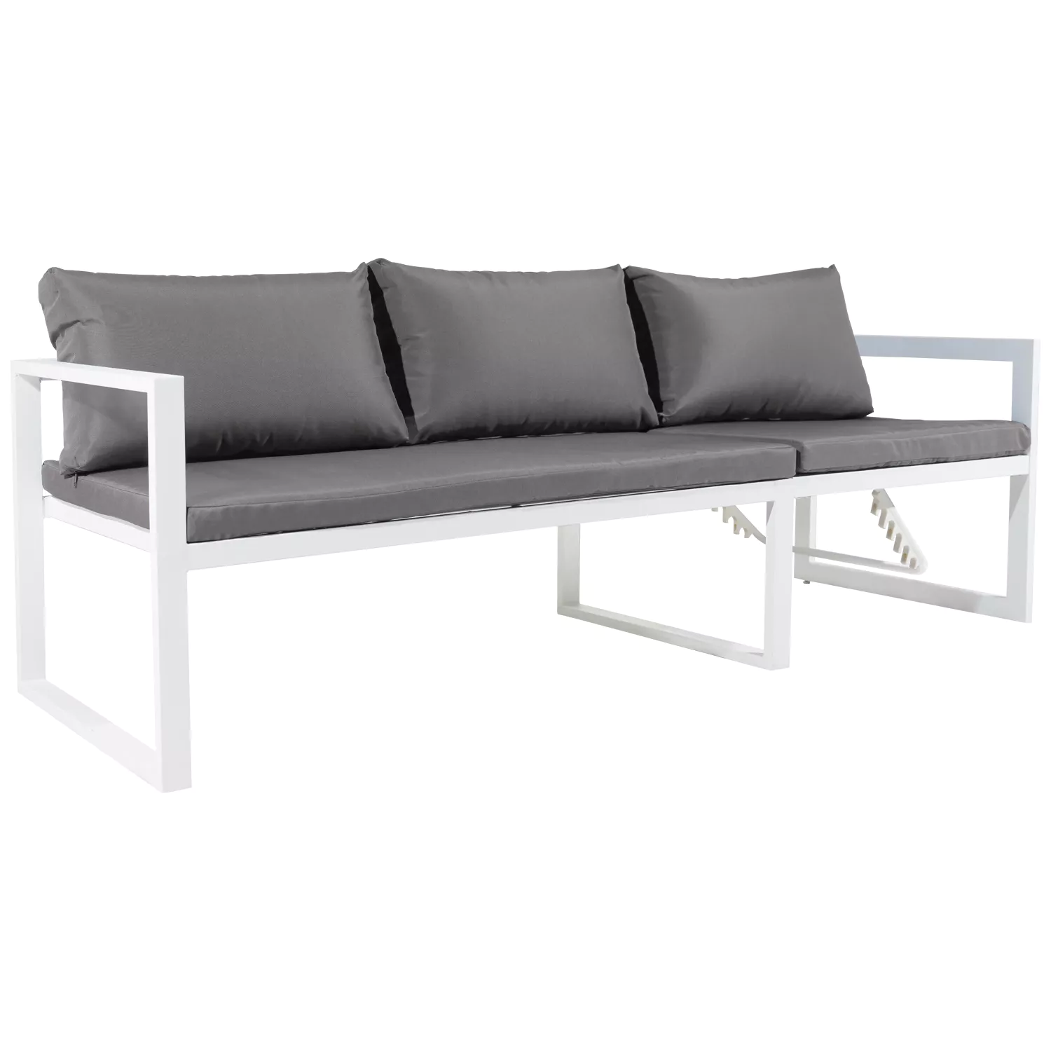 Salon de jardin modulable IBIZA en tissu gris 4 places - aluminium blanc