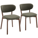 Set aus 2 Stühlen aus dunklem Holz und Kaki-Grün-Schlaufenstoff