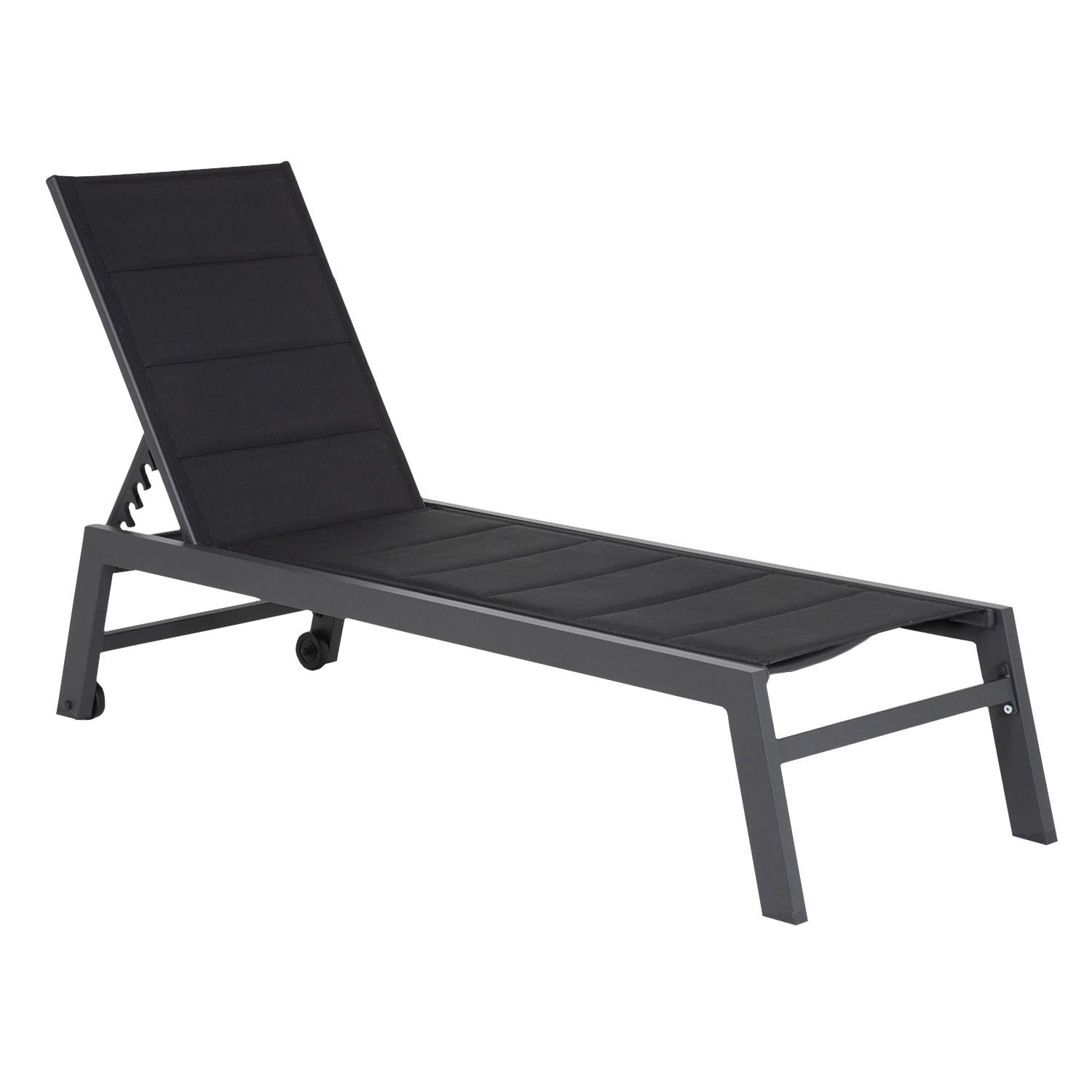 Set van 2 BARBADOS ligstoelen en bijzettafel van zwart textilene - aluminium antracietgrijs