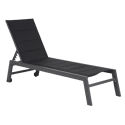 Set van 2 BARBADOS ligstoelen en bijzettafel van zwart textilene - aluminium antracietgrijs