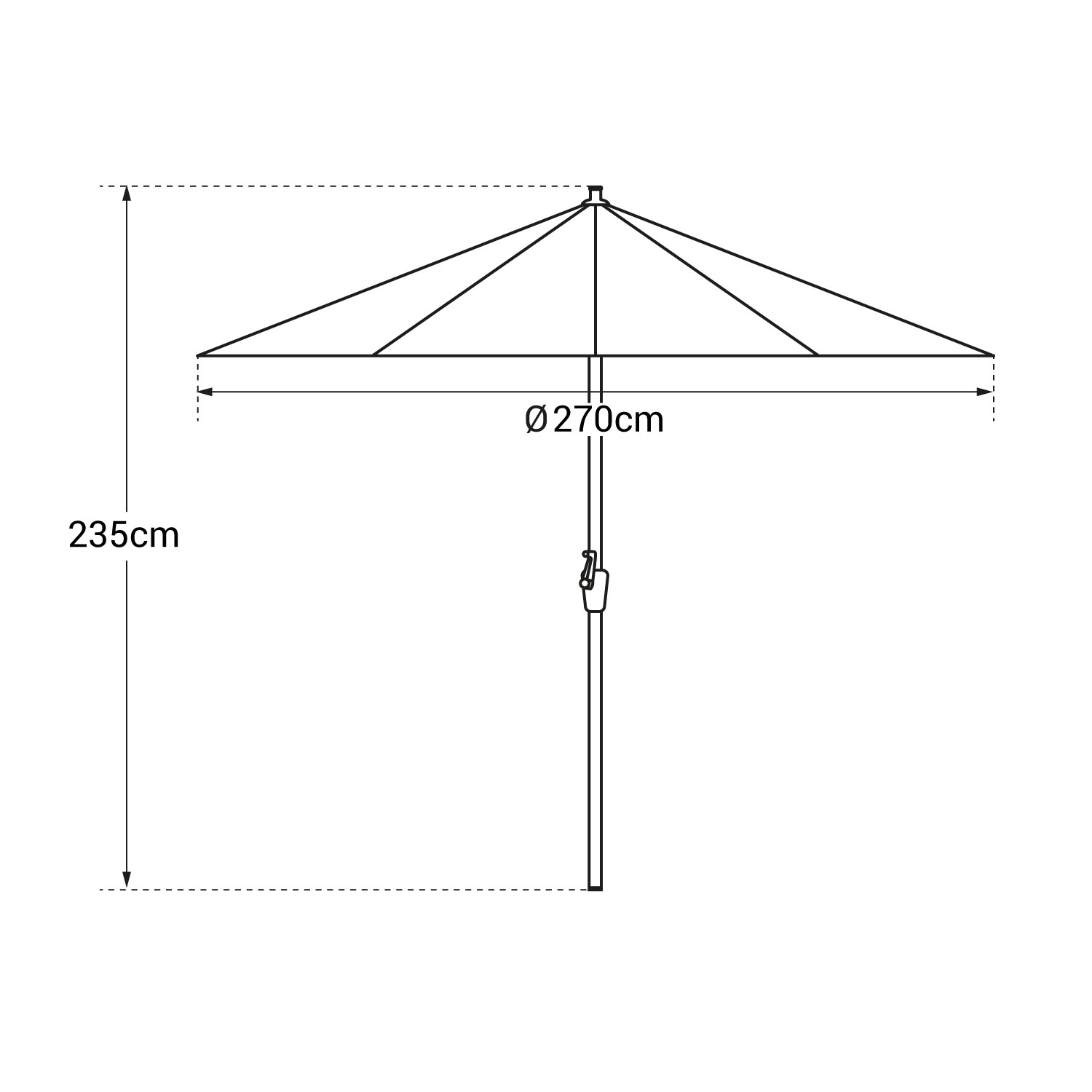 HAPUNA ombrello rotondo diritto 2,70m diametro taupe